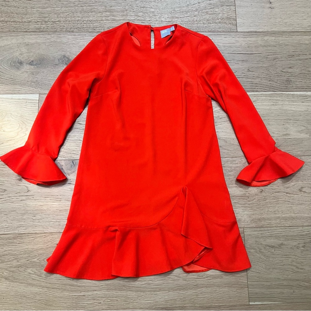 ASOS Red Asymmetrical Ruffled Sheath Dress